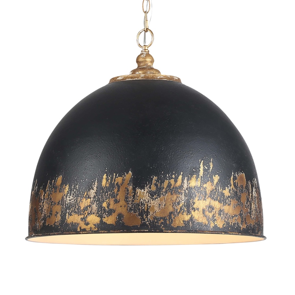 Golden Lighting Alison 5-light Pendant in Vintage Gold and Weathered Black Iron shade